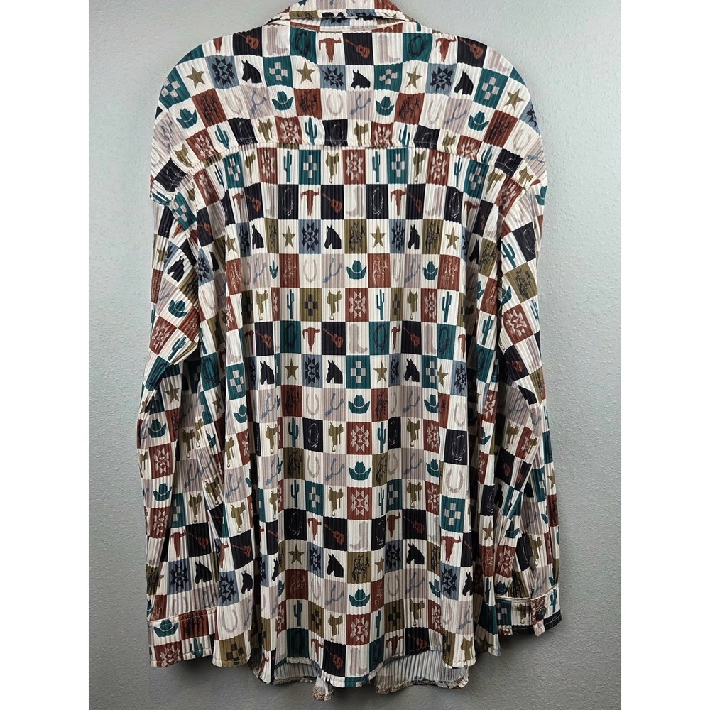 Two Fly Western Ribbed Patchwork Button Down Shir… - image 4